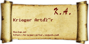 Krieger Artúr névjegykártya